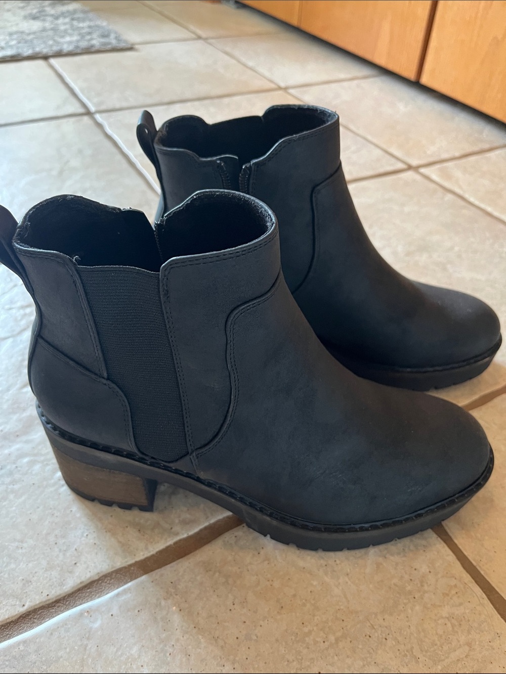 Women’s Black Chelsea Ankle Booties with Low Block Heel